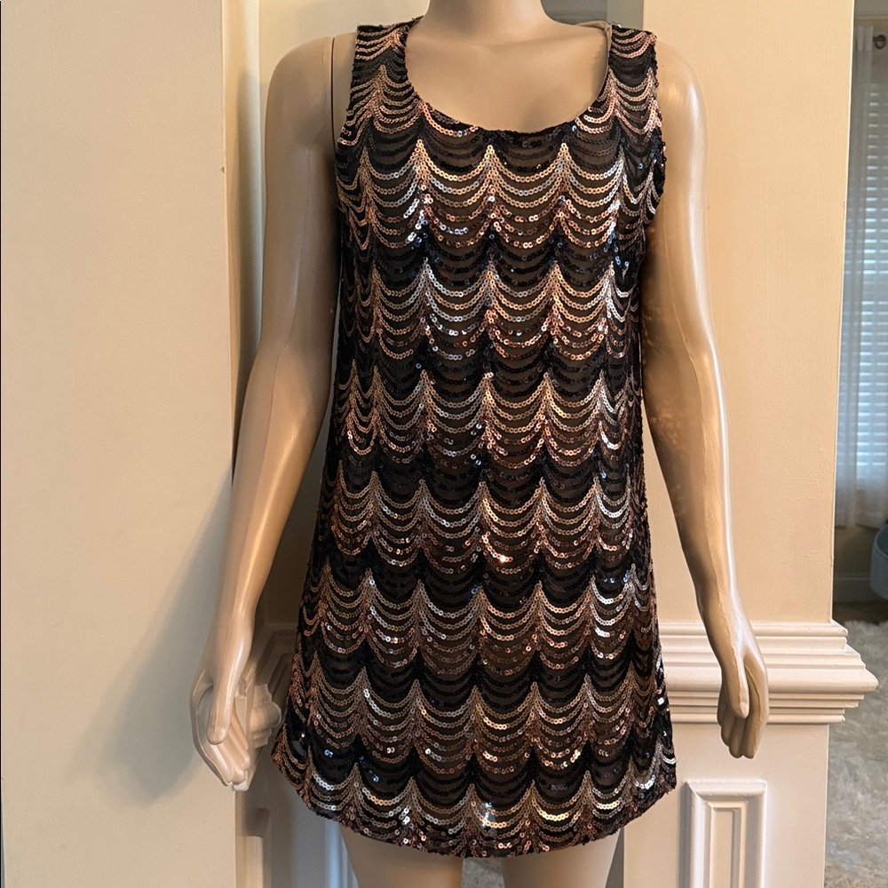 Elegant Sequin Wave Mini Dress